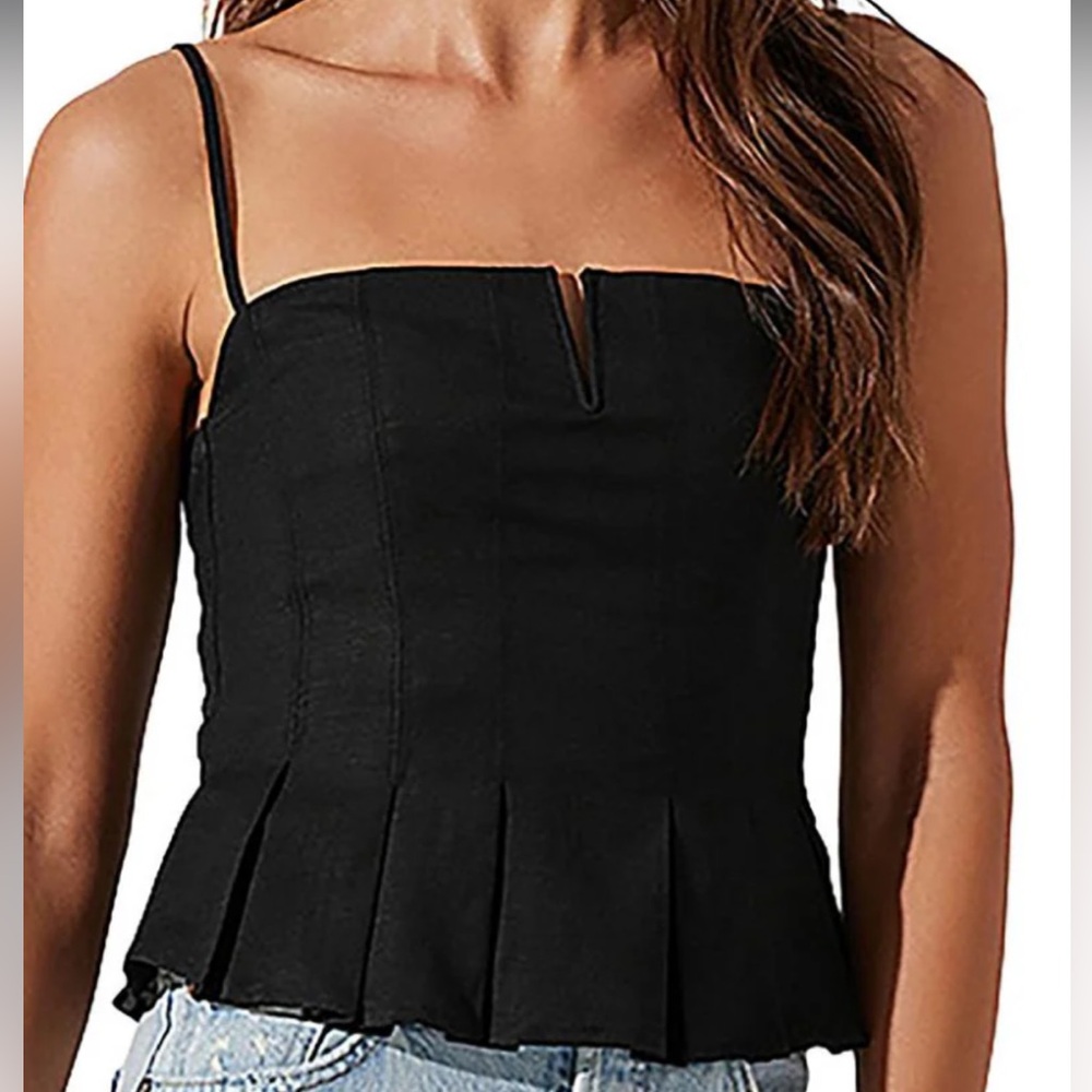 ASTR the label Linen Blend Peplum Tank Top